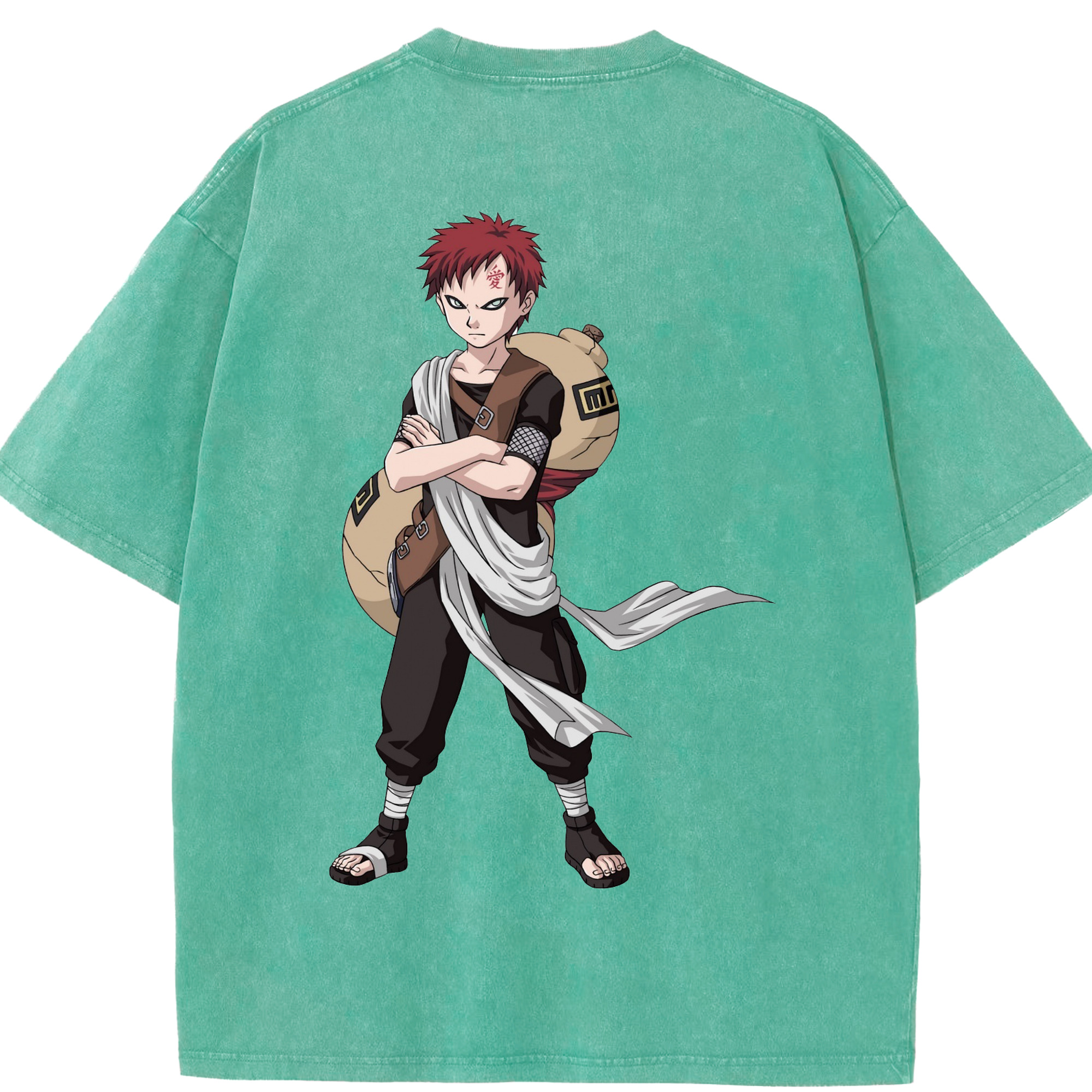 （画像用） NARUTO -ナルト- ガアラ Gaara 綿100% ヴィンテージ風 半袖Tシャツ（背面プリント）